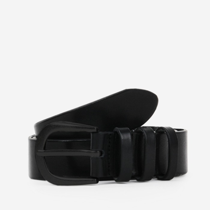 Italian Leather Belt_3 Ring_Matt All Black / 3링 이태리 천연 소가죽 통가죽 레더 벨트_매트 올블랙